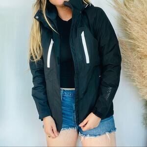 HELLY HANSEN NORDSTROM Black Hooded Rain Ski Sailing Jacket Coat Anorak Medium